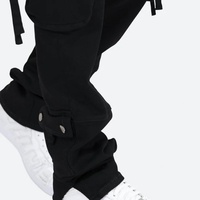 Pantalon cargo noir de haute qualité pour homme, en coton sergé, avec logo personnalisé, coupe slim, poches latérales
