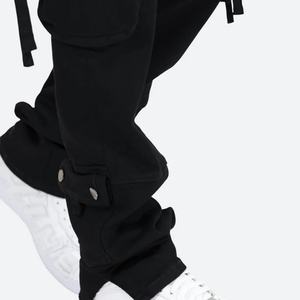 High Quality Customize logo Cotton Twill Fashion Slim Side Pockets Black <b>Cargo</b> <b>Pants</b> for Men - Product Image 6