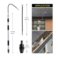 VITOP WP-TG1802 Outil de nettoyage de gouttières réutilisable en aluminium, 6 pieds, modes de débit d'eau réglables, interrupteur à bouton-poussoir, noir/jaune
