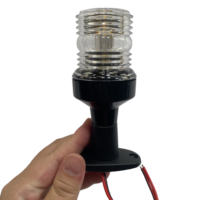 Feu de Navigation LED Multidirectionnel 5" 12-24V 3W, Projecteur de Poteau Noir pour Bateau Kayak et Accessoires Marins
