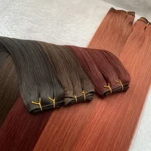 最高品質のレミーヘアエクステンション二重描画ロシア100% 人毛エクステンションマシン横糸目に見えない生の自然な髪横糸