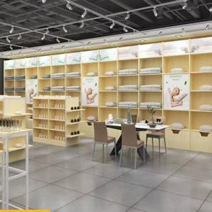 Étagère de présentation pour supermarché, couleur bois clair/blanc, <span class=keywords><strong>conception</strong></span> professionnelle rectangulaire, mesure sur <span class=keywords><strong>site</strong></span> gratuite, <span class=keywords><strong>vitrine</strong></span> - Product Image 5