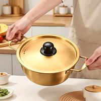 Casserole à nouilles en acier inoxydable avec couvercle et doubles poignées, compatible gaz et induction, pour ramen et soupes, résistante à la chaleur, passe au lave-vaisselle, pour la maison