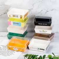 Couvercle de boîte d'emballage en papier jetable pour bonbons, biscuits, chocolat, plats à emporter pour les fêtes de mariage avec des sushis en relief