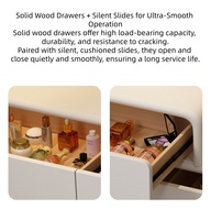 Nouvelle coiffeuse style crème : Table de maquillage en bois massif, combinant armoire de rangement et commode, pour chambre moderne et minimaliste