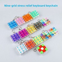 9 Keys Square PC Plastic Digital Printing Keyboard Fidget Keychain Antistress Button Clicker Keycap Pendant for Stress Relief