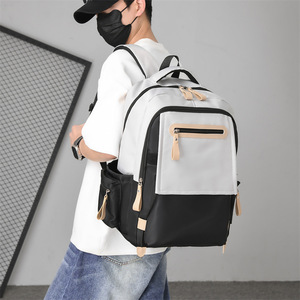 Lightweight <b>Backpack</b> For <b>Men</b> Women Large Capacity 14 Inch Laptop Bag Leisure Travel Color Blocking Design Neutral Gender - Product Image 4