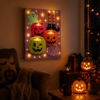 Toile murale imprimée lumineuse à LED avec motif citrouille et fantôme pour la décoration intérieure de salon, chambre et maison lors des fêtes