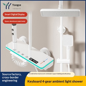 Set Doccia Termostatico con Display Digitale a Tasti Pianoforte, <span class=keywords><strong>Miscelatore</strong></span> a Pioggia <span class=keywords><strong>da</strong></span> Parete per Bagno - Product Image 2