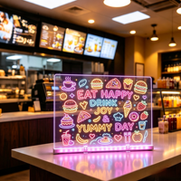 Tableau d'affichage LED lumineux - Tableau d'écriture effaçable à sec réutilisable et à intensité réglable avec support pour la décoration intérieure et les magasins de détail