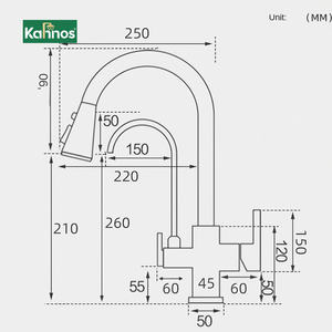 Robinet de cuisine en laiton massif avec poignée en céramique, finition or brossé, hautement incurvé, extractible, avec filtre à eau intégré. - Product Image 2