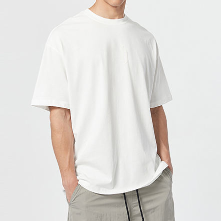 Wholesale Custom Mens T-shirts 100% Cotton 250grams Heavyweight Casual Loose Solid Color Crew Neck T-shirts