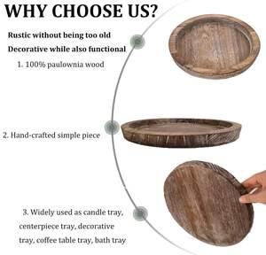 Bandeja de Servir Rústica de Madera - Portavelas, Decoración Redonda para Mesa de Centro, Centro de Mesa para el Hogar (11.14 Pulgadas) - Product Image 2