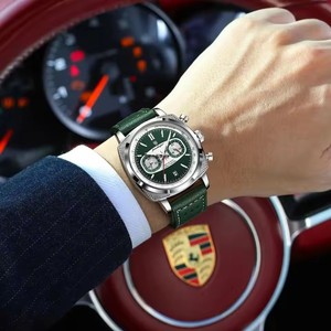 Montre homme POEDAGAR Original Fashion, chronographe lumineux, étanche, avec date, luxe, cuir, quartz, Reloj. - Product Image 3