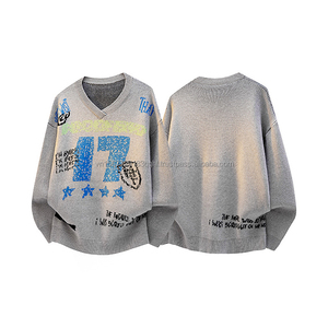 Pull en maille col rond pour homme, style jersey, imprimé numérique personnalisé, tendance, haut de gamme, automne-hiver, 100 % polyester et coton - Product Image 6