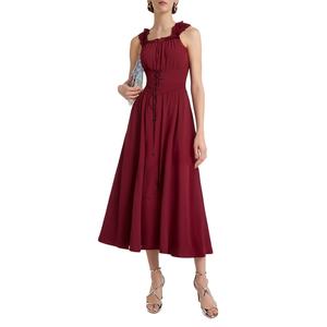 Vestido Medieval Retro de Alta Calidad para Mujer, Diseño Personalizado al por Mayor, Vestido de Corte con Corsé en la Cintura, Lazos y Volantes, Mangas Cortas - Product Image 3