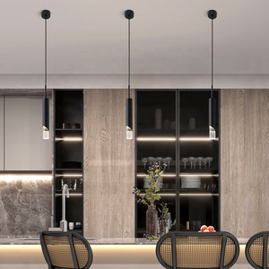 Lampadario a Sospensione LED Moderno in Acrilico e Alluminio, Tubo Lungo, Luce Bianca Calda, per Uso Alberghiero - Product Image 4