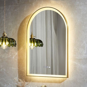 Phòng Tắm Thông Minh Salon Tiết Kiệm Năng Lượng Nửa Vòng Khách Sạn <span class=keywords><strong>LED</strong></span> Ánh Sáng Gương Vòm <span class=keywords><strong>LED</strong></span> Vòm <span class=keywords><strong>LED</strong></span> Nhôm Kim Loại Đóng Khung Tường Gương - Product Image 1