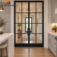 Porte française en aluminium de luxe GS, double battant, avec grille en verre, pour villa