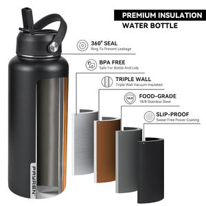 Sport Travel Outdoor Water Bottle <b>with</b> Spout or Straw <b>Lids</b> Leak Proof Insulated Stainless Steel Double Walled Water Bottle - Product Image 5