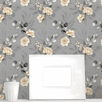 Papier peint en vinyle PVC KingMair classique, imperméable et résistant à l'humidité, motif géométrique floral, installation facile DIY pour hôtel, chambre, couloir