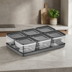 Premium Eco-Friendly <b>Plastic</b> Airtight Snack Secure Lids European Style Glossy Finish Square Kitchen Multi-Compartment <b>Storage</b> - Product Image 2