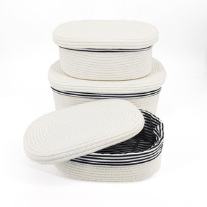 Storage Baskets Set of 4 - Woven Basket Cotton Rope Bin, Small White Basket Organizer for Baby Nursery Laundry Kid's Toy