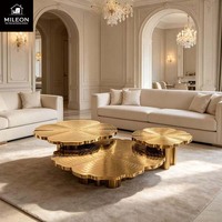 Table basse moderne créative en métal doré motif anneau d'arbre, table centrale de luxe personnalisée en acier inoxydable pour hall d'hôtel, villa, maison