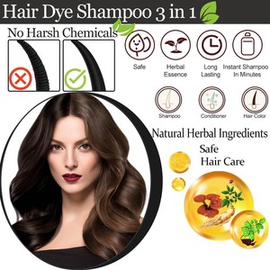 LMWXCU 3 in 1 Shampoo Colorante Permanente Istantaneo - Copertura <span class=keywords><strong>Capelli</strong></span> Grigi con Ingredienti Erboristici - Colore Nero Caffè Lunga Durata - Product Image 2