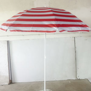 Toldo al aire libre Sombrilla de playa a rayas Logotipo de impresión personalizado <span class=keywords><strong>Patio</strong></span> barato Silla de playa Paraguas Raya Blanca Roja - Product Image 6