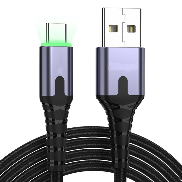 Nylon Braided Wholesale Price 3A Usb Type C Data Cable Charger Type C Fast Charging with LED Light