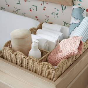 Woven Storage <b>Basket</b> <b>Large</b> Rectangle With Handle For Desktop Cosmetic Kitchen Organization - Product Image 3