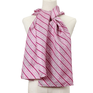 Bufandas <span class=keywords><strong>de</strong></span> seda <span class=keywords><strong>de</strong></span> lujo enrolladas a mano, cinta blanca y rosa, bufanda a rayas para concientización sobre el cáncer <span class=keywords><strong>de</strong></span> mama para mujer, bufanda ligera con logotipo oblongo - Product Image 3