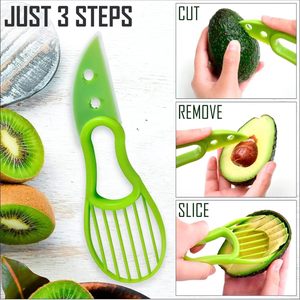 <b>Multifunctional</b> Easy to Use Green Plastic Avocado Knife 3-In-1 Avocado Slicer <b>Cutter</b> for Kitchen - Product Image 3