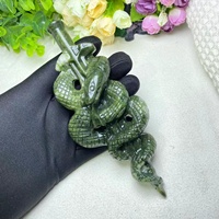 Serpent et Épée en Jade Vert Naturel Sculptés à la Main, Artisanat Énergie Reiki, Décoration Maison Feng Shui, Serpent en Obsidienne, Cadeau Cristal Unique