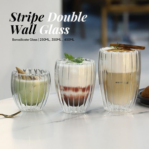 Taza de Café Moderna de Doble Pared, con Diseño Acanalado, de Vidrio Borosilicato de Alta Calidad, Ecológica, Marca <span class=keywords><strong>GG</strong></span>, Modelo 260370 - Product Image 2