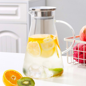 Hình thủy tinh borosilicate bình nước với xử lý và Nắp trang trí drinkware cho uống hàng ngày - Product Image 2