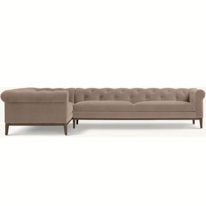 Canapé en tissu en forme de L, style américain, en bois massif, avec boutons - Product Image 1