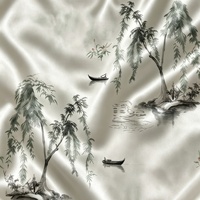 Tissu satiné brillant léger 100 % polyester à imprimé floral, personnalisé WF, pour vêtements, chemisiers Qipao pour filles et robes de demoiselles d'honneur