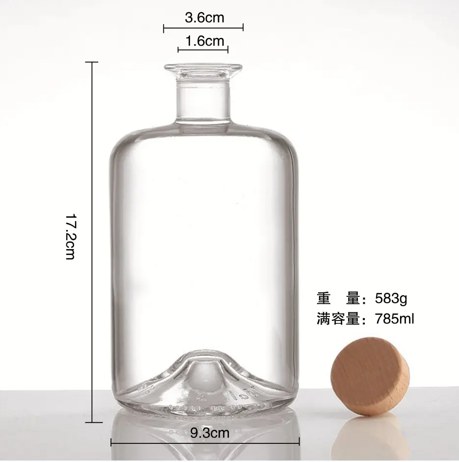 Premium bespoke 750 ml 750ml 700ml labels rum whisky vodka gin spirits glass bottle with cork stopper