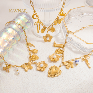 <span class=keywords><strong>Collar</strong></span> de Acero Inoxidable Chapado en Oro de 18K KAVNAR, Cadena de Clip, Joyería para Mujer, Venta al Por Mayor, OEM - Product Image 1