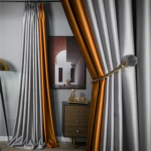 Moderne léger luxe plus épais noir soie haute tissu occultant couleur unie salon chambre