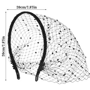 Bandeau noir vintage d'une <span class=keywords><strong>femme</strong></span> voile <span class=keywords><strong>mariage</strong></span> adapté aux accessoires de mariée fête coiffure d'anniversaire PROM - Product Image 6