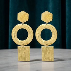 Pendientes Colgantes de Latón Chapado en Oro Hechos a Mano con Piedras Preciosas, Estilo Étnico para Bodas y Aniversarios - Product Image 3