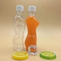 Bouteille de boisson ronde personnalisée en PET sans BPA de 500 ml, transparente, imprimée sur sérigraphie, avec paille insérable et bouchon