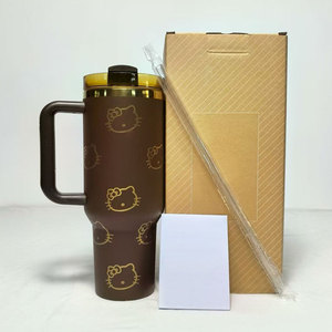 Gobelet isotherme de 40 oz le moins cher en gros, avec poignée et paille, motif dessin animé, pour voyage et voiture, 30/40 oz - Product Image 6