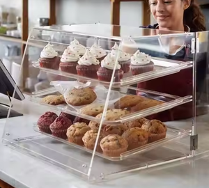 Alta torre <span class=keywords><strong>per</strong></span> cupcake quadrata in acrilico trasparente a 4 livelli, supporto <span class=keywords><strong>per</strong></span> vetrina in acrilico a 3 livelli, - Product Image 4