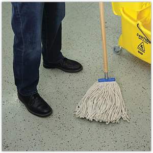 Boardwalk BWK716CEA 16 Oz. Tête de balai serpillère blanche en coton à extrémités coupées, à plat, Catégorie de produit : Balais - Product Image 5