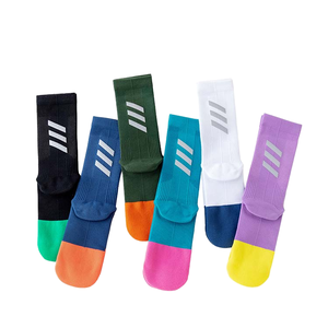Crew Athletic <b>Socks</b> With Striped Logo Color Block Design Breathable Knitted For Running Adults Summer Wear - Product Image 4