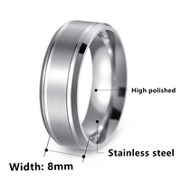 Klassischer Unisex-Ring aus Edelstahl mit abgeschrägter Kante, 6mm/8mm breit, Silber-/Goldplattierung, trendiger modischer Ring